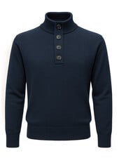 XOOS Pullover bleu marine à col bouton Héritage