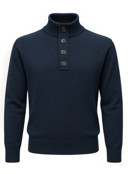 XOOS Navy blue Heritage button-neck pullover
