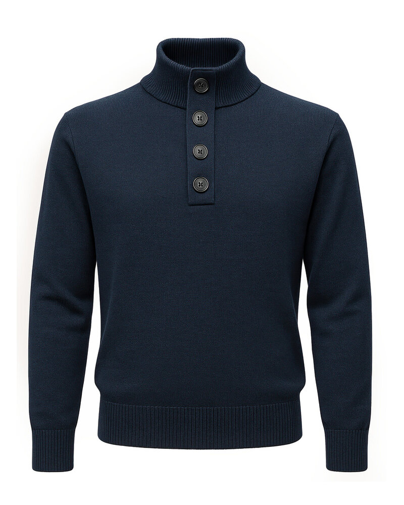 XOOS Navy blue Heritage button-neck pullover