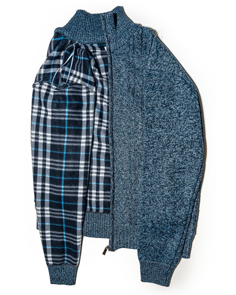 XOOS Cardigan zippé en tricot bleu indigo