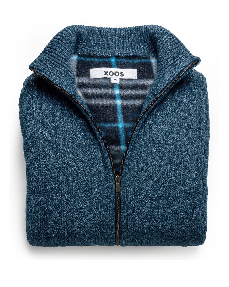 XOOS Cardigan zippé en tricot bleu indigo