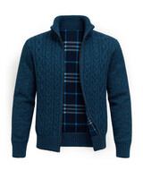 XOOS Cardigan zippé en tricot bleu marine