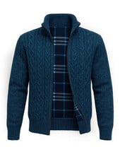 XOOS Cardigan zippé en tricot bleu marine