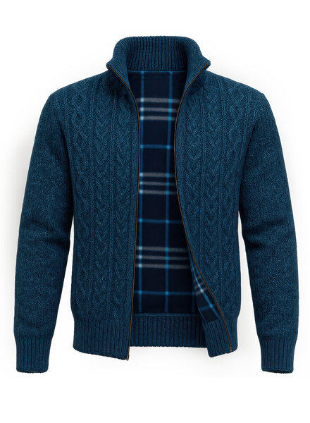 XOOS Navy blue knitted zip cardigan