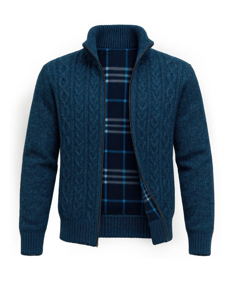 XOOS Cardigan zippé en tricot bleu indigo