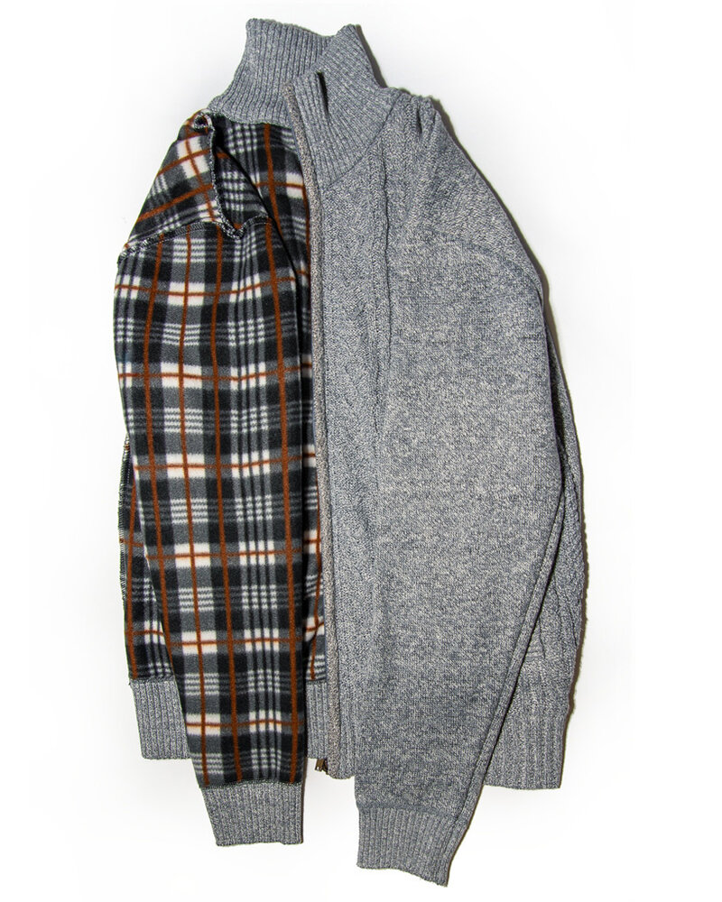 XOOS Gray knitted zip cardigan