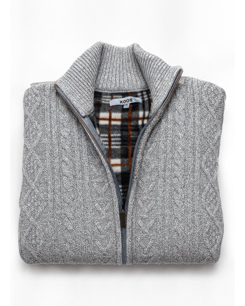 XOOS Cardigan zippé en tricot gris