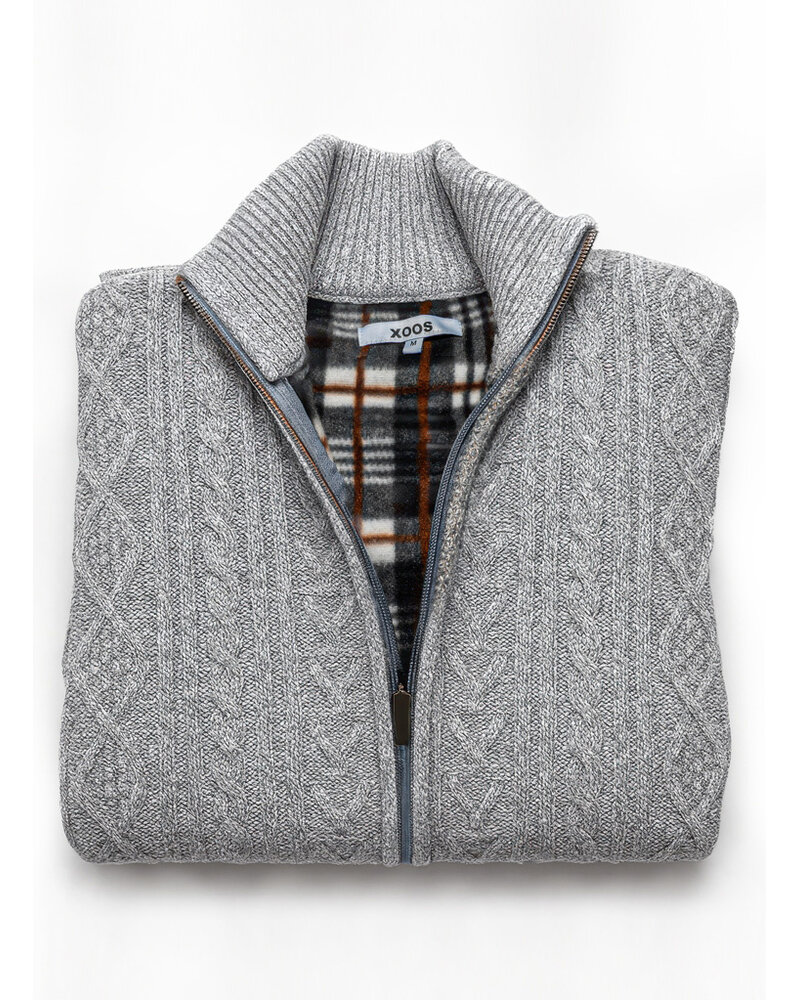 XOOS Gray knitted zip cardigan