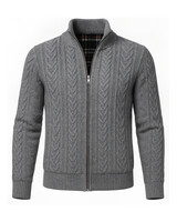 XOOS Cardigan zippé en tricot gris