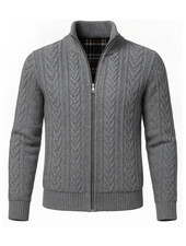 XOOS Gray knitted zip cardigan