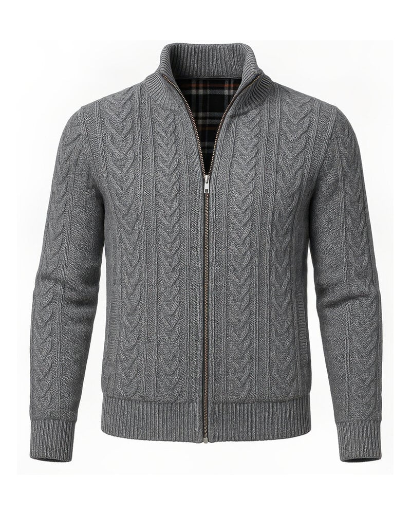 XOOS Cardigan zippé en tricot gris