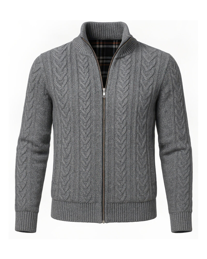 XOOS Gray knitted zip cardigan
