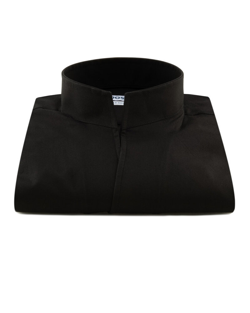 XOOS Chemise homme noire à col droit ouvert (Double Retors)