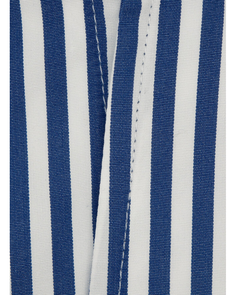 XOOS Chemise homme à rayures marine et à col droit ouvert (Double Retors)