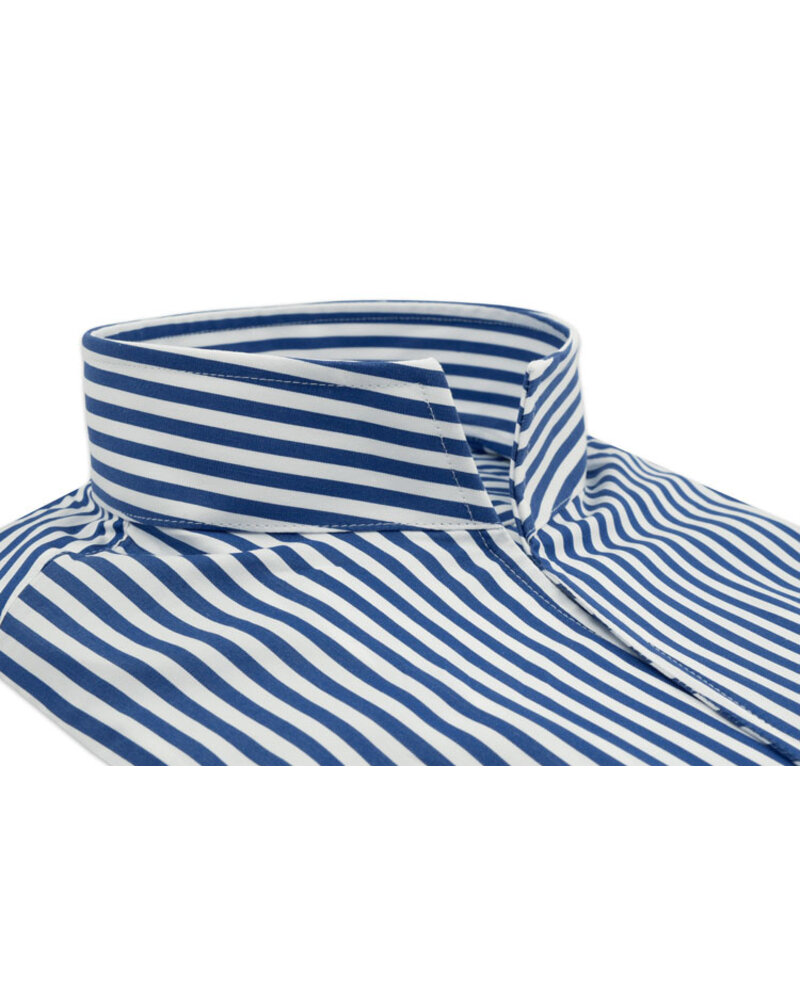 XOOS Chemise homme à rayures marine et à col droit ouvert (Double Retors)