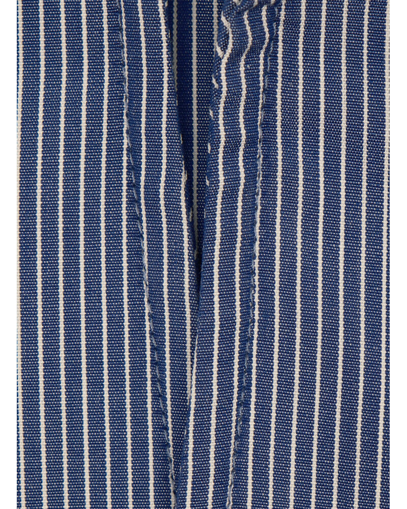 XOOS Chemise homme à marine à fines rayures et à col droit ouvert (Double Retors)