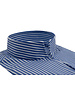 XOOS Men’s dark blue shirt with white stripes and open straight collar (Double Twisted)