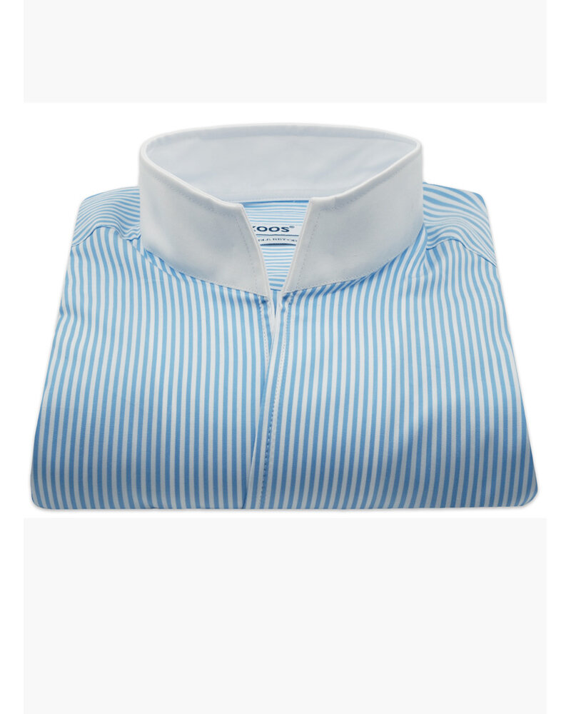 XOOS Chemise homme financière ciel à rayures et à col droit ouvert (Double Retors)