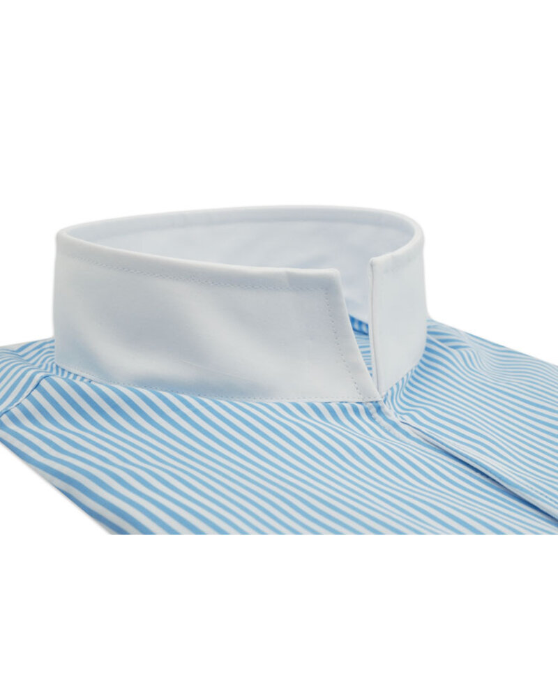 XOOS Chemise homme financière ciel à rayures et à col droit ouvert (Double Retors)