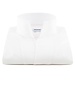 XOOS Men's white cotton dress shirt with straight open collar (Double Twisted)