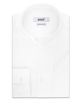 XOOS Men's white cotton dress shirt with straight open collar (Double Twisted)