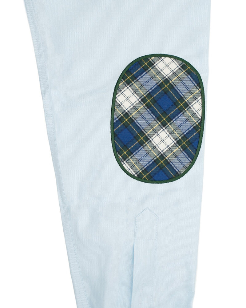 XOOS Chemise homme ciel à coudières doublure et col tartan (Double Retors)