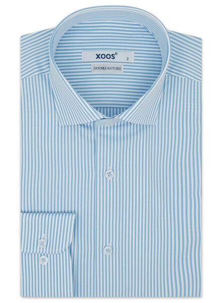 XOOS Men’s baby blue striped shirt (Double Twisted)