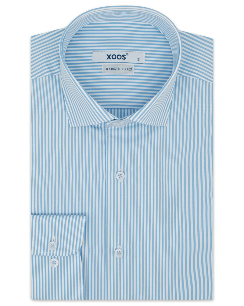 XOOS Chemise homme à rayures baby blue (Double Retors)