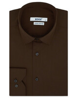 XOOS Chemise homme marron chocolat (Double Retors)