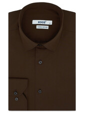 XOOS Chemise homme marron chocolat (Double Retors)