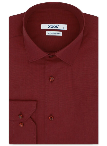XOOS Chemise homme rouge vin (Double Retors)