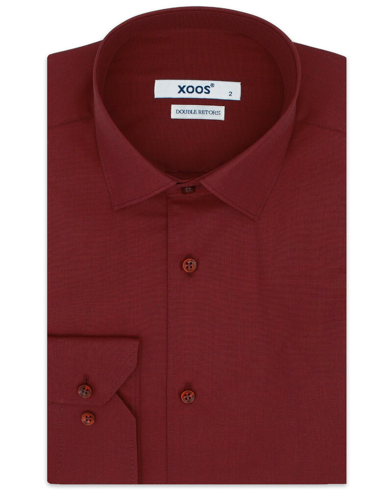 XOOS Chemise homme rouge vin (Double Retors)