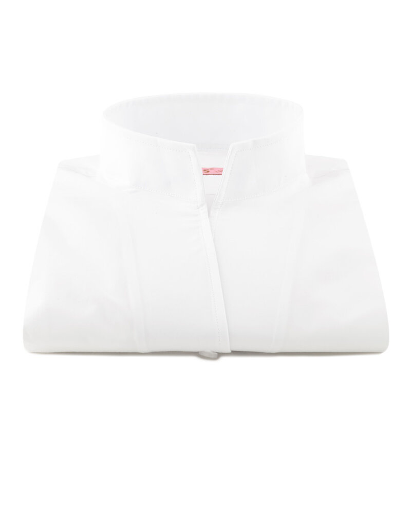 XOOS Chemisier femme blanc et col droit ouvert (Satin de coton)