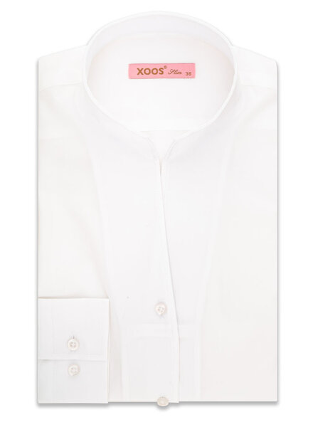 XOOS WOMEN white dress shirt with straight open collar (Sateen cotton)