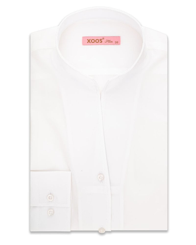 XOOS WOMEN white dress shirt with straight open collar (Sateen cotton)