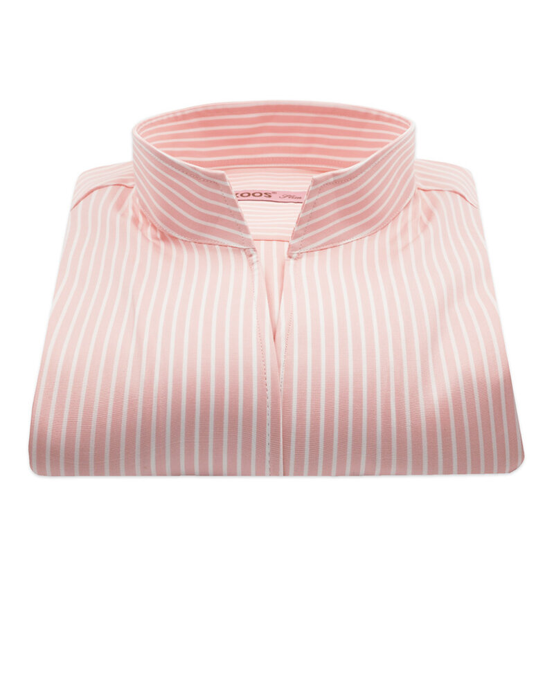 XOOS Chemisier femme rose à rayures et à col droit ouvert