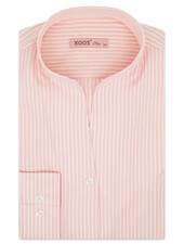 XOOS Women’s pink striped blouse with open straight collar