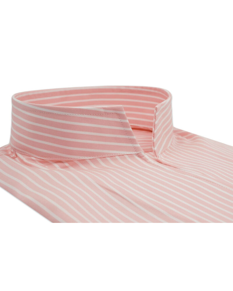 XOOS Chemisier femme rose à rayures et à col droit ouvert