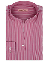 XOOS Women’s burgundy striped blouse with open straight collar