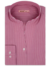 XOOS Women’s burgundy striped blouse with open straight collar