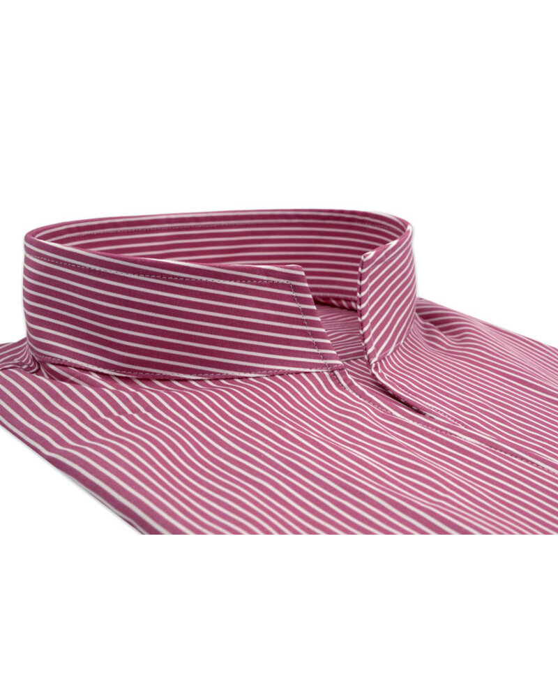 XOOS Women’s burgundy striped blouse with open straight collar