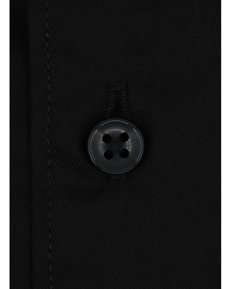 XOOS Chemise homme en gabardine noire à col Italien (Double Retors)