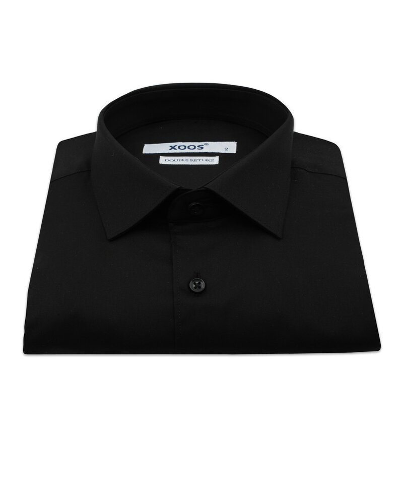 XOOS Men's black cutaway collar gabardeen dress shirt  (Double Twisted)