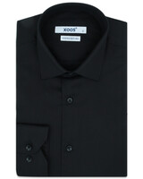 XOOS Men's black cutaway collar gabardeen dress shirt  (Double Twisted)