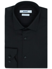 XOOS Men's black cutaway collar gabardeen dress shirt  (Double Twisted)