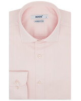 XOOS Chemise homme en gabardine rose pâle à col Italien (Double Retors)