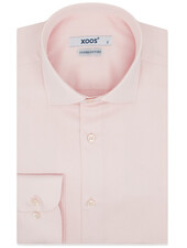 XOOS Men’s Pale Pink Gabardine cutaway Collar Shirt (Double Twisted)