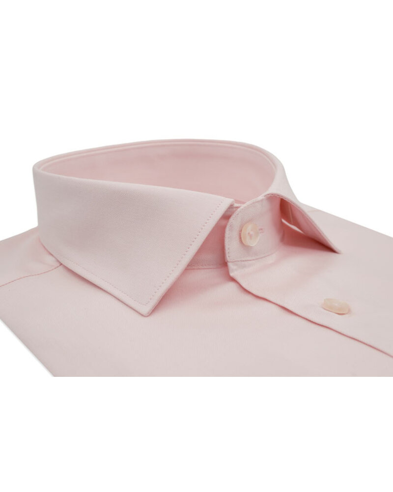 XOOS Men’s Pale Pink Gabardine cutaway Collar Shirt (Double Twisted)