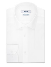 XOOS Chemise homme à col Français en gabardine blanche (Double Retors)