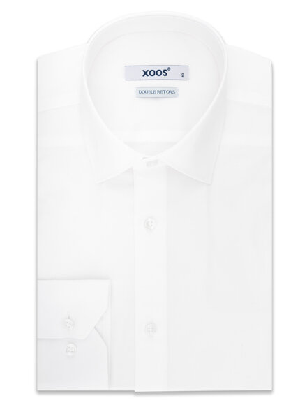 XOOS Chemise homme à col Français en gabardine blanche (Double Retors)